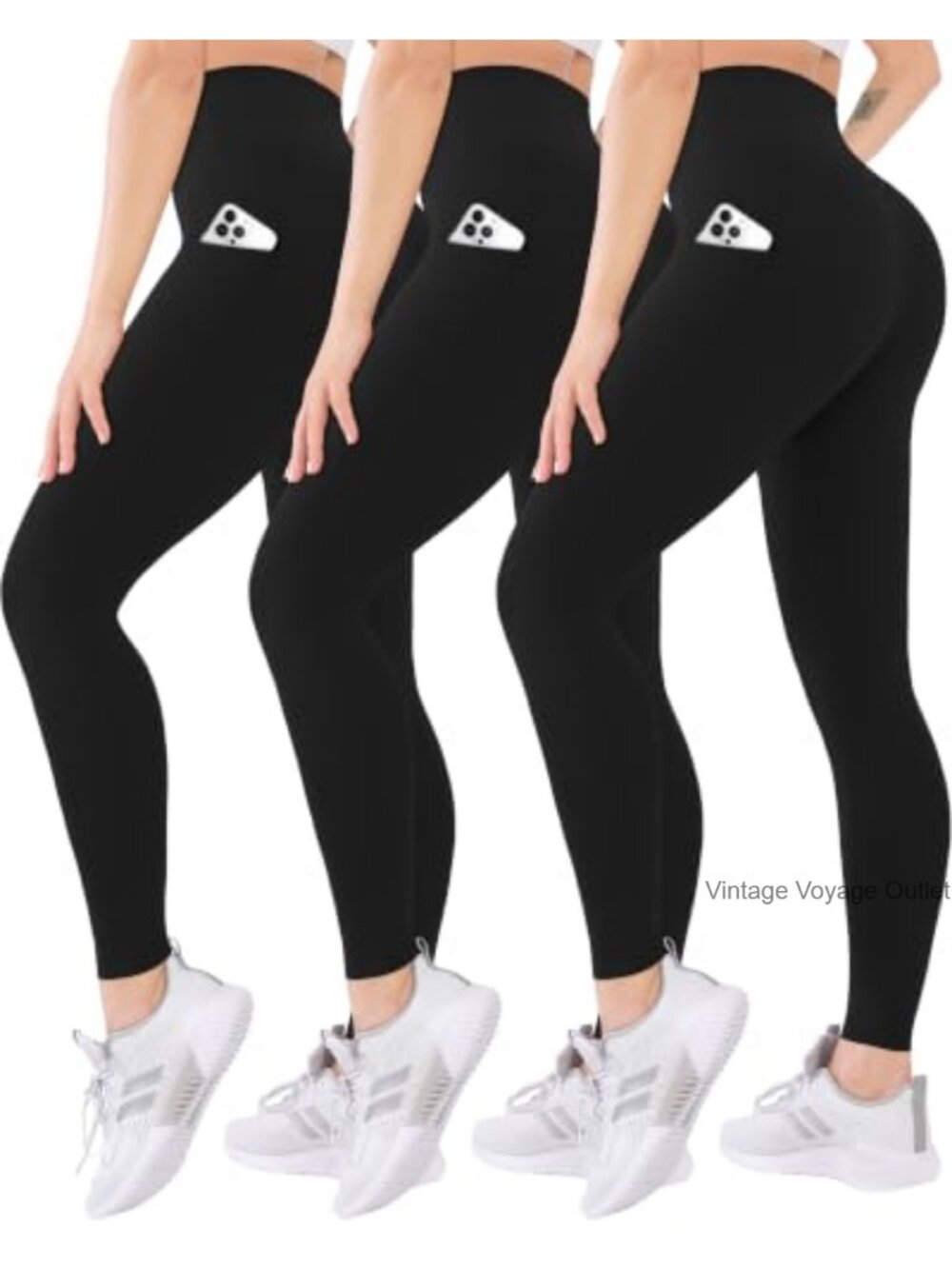 High Waisted Leggings with Pockets Soft Tummy Control Yoga Running Pants